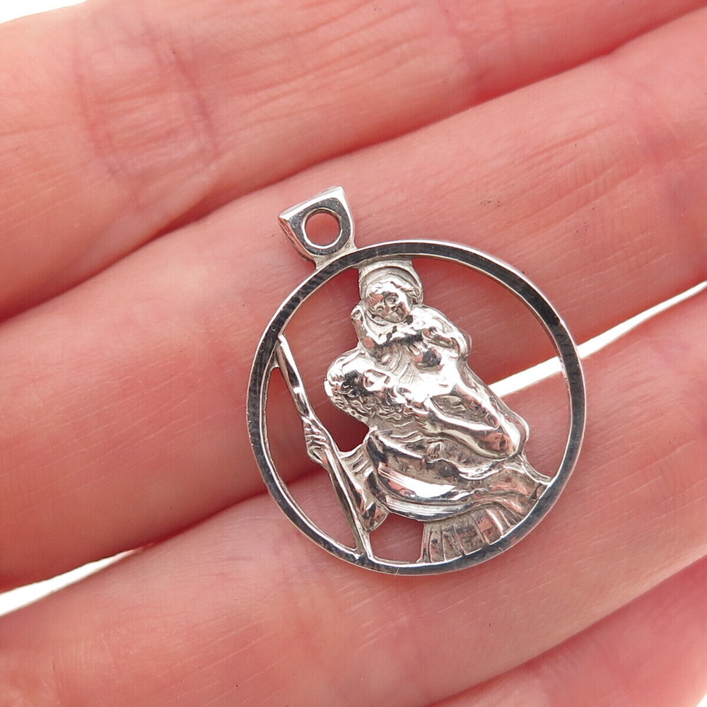 Chapel 925 Sterling Silver Vintage St. Christopher Charm Pendant
